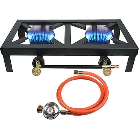 Réchaud Gaz Camping 2 Feux,Réchaud tabouret à Gaz 6KW Brûleur à Camping,Pour L'extérieur, Randonnée et Pique-nique (1/5)