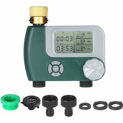 Robinet Programmable Flexible Minuterie Numerique Exterieur A Piles Systeme D'Arrosage Automatique Sprinkler Controleur D'Irrigation Avec 2 Outlet (Piles Non Incluses) (1/5)