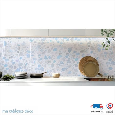 Crédence : Terrazzo pastel et coloré - Couleur Bleu pastel - Alu composite - 60 - 120 (1/3)