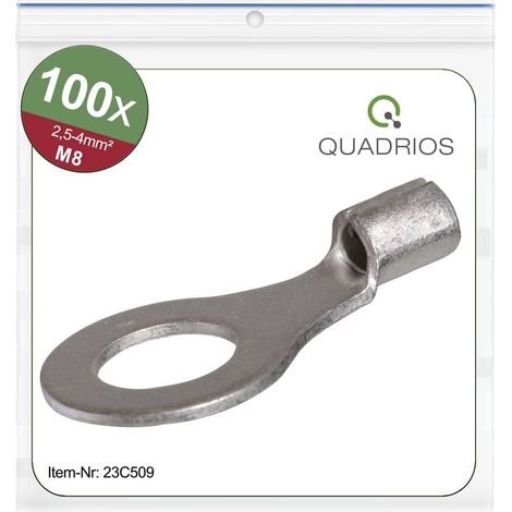 Quadrios 23C509 Capocorda ad anello Sezione Max=4 mm² Ø foro=8.5 mm Non isolato 100 pz. (1/5)