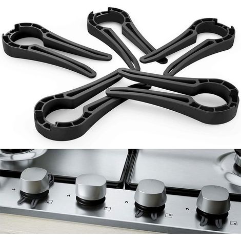 Ensemble de 5 verrous pour boutons de cuisinière - Protection de sécurité pour boutons de four - Installation sans perçage - Outils de cuisine - Noir (1/5)