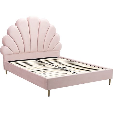Letto conchiglia 140 x 190 cm Velluto Rosa - LIVAYA