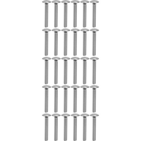 30 boulons M8x1,25, boulons de carrosserie à tête cylindrique carrée et filetage grossier en acier inoxydable A2, DIN603 M8x55