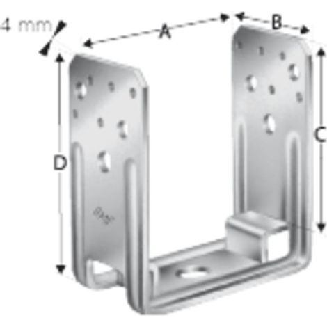Bases de poste en U PU 141x70mm - espesor 4mm (1/4)