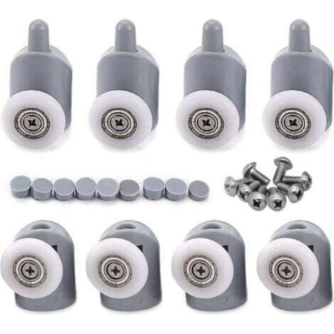 8 Pcs 23mm Galet Rouleau Roulette Roue pour Porte de Douche, Roulettes Coulissantes Porte Salle de Bain (1/5)