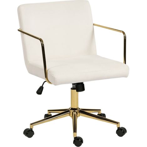 CHICFURN Silla de oficina 57x64x80-90 cm crema, respaldo acolchado y ruedas (1/5)