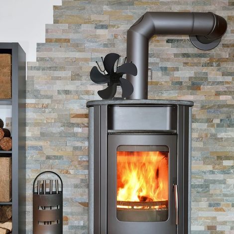 Ventilateur de poêle à bois alimenté par la chaleur, démarrage silencieux de 50 ℃ / 122 °F, 6 pales pour poêles à gaz/à granulés/à bois/à bûches (1/5)