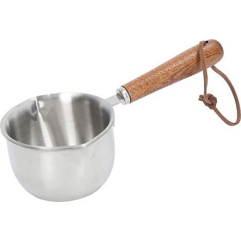 Mini Casserole Inox 304 200ML Avec Manche En Bois Fondoir à Beurre et Lait Casserole À Double Bec Adaptée Pour Cuisinière à Gaz, Idéale pour Fondre Beurre, Chocolat et Préparer des Sauces (1/5)