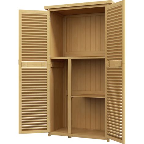 Cabane de jardin en bois à 4 étagères avec porte à persiennes, 87x46,5x160 cm, Jaune et Vert (1/5)