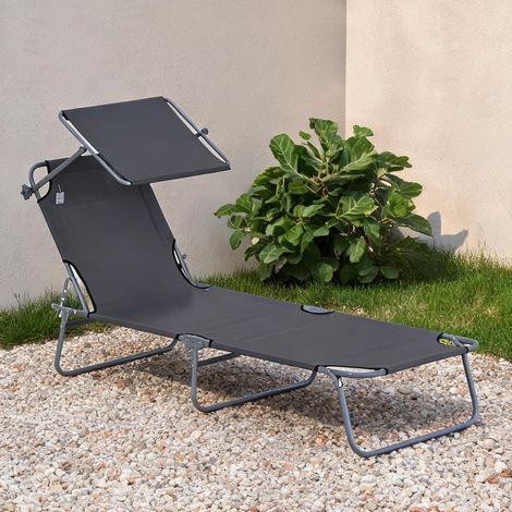 Transat coloris gris en métal Polyester 187 x 58 x 36 cm (1/5)