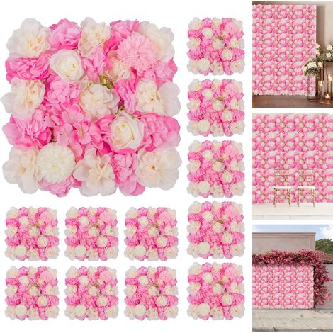 Pannello decorativo floreale, con fiori artificiali, decorazione versatile, Rosa Champagne (1/2)