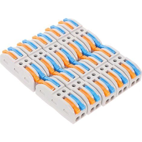 Packung mit 10 elektrischen 2-in/2-out-Anschlussblöcken, Schnellanschluss-Kabelverteiler – 3,9 x 1,4 cm (1/3)