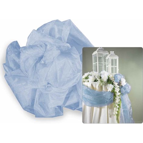 Voilage en organza bleu ciel, 3 x H. 1,45 m