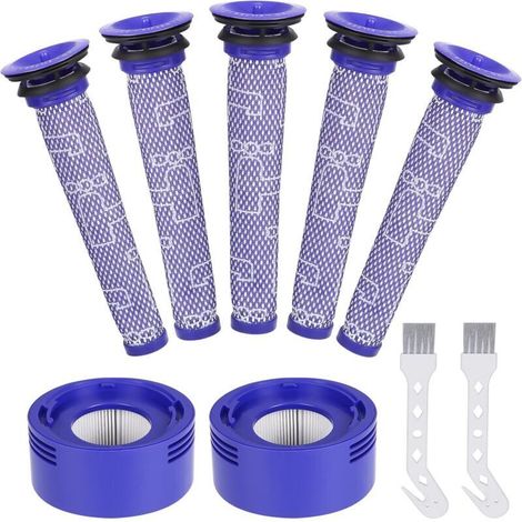 Ersatzfilter für Dyson Staubsauger der Serien V7 und V8, inklusive 2 HEPA-Rückfiltern und 5 Vorfiltern, passend für Dyson Staubsauger, waschbar und inklusive 2 Reinigungsbürsten.