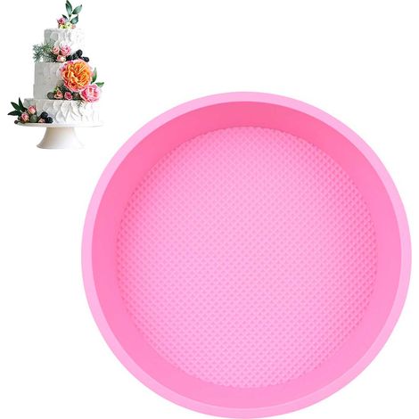 Moule à gâteau rond en silicone rose, grand format, 23 cm