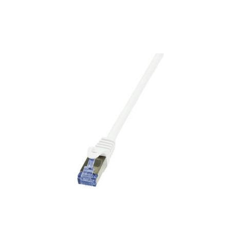 Cable de conexión PrimeLine, cable LAN, cable de red, cable de parcheo, Cat.7, S/FTP, blanco, 2 m