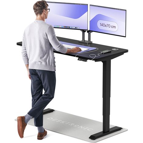 Desktronic Bureau assis debout HomePro - 140x70cm - Noir/Noir