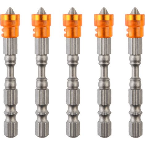 5 Pièces Embouts Tournevis Cruciformes S2 Acier Allié Magnétiques Queue Hexagonale Kit Outils Jaune Travail (1/5)
