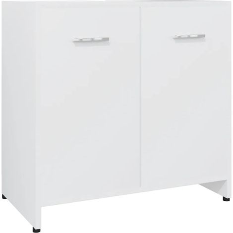 Mobiletto da bagno 60 x 33 x 61 cm design elegante con 2 ante in legno composito bianco 020047710