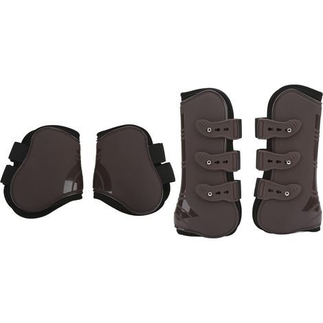 Horse Gaiters for Front and Back Legs, 4 Pieces PU Horses Tendon Fetlock Brace Guard Gaiters, Horse Leg Guards for Riding, Shock Absorbing, Jumping(M) (1/5)