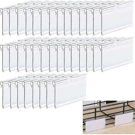 Confezione da 36 porta etichette in PVC trasparente di alta qualità, porta etichette prezzo in plastica, porta etichette per scaffali, porta etichette per rack, per scaffali in metallo, Sh (1/4)