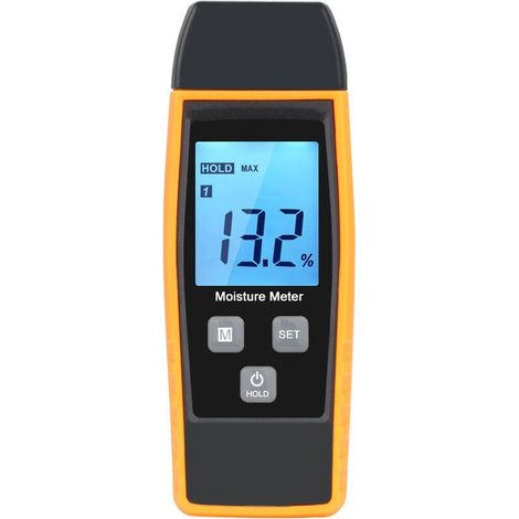 Testeur Humidité,Testeur Humidité Mur & Bois, Compteur de fuites, Humidité, Mortier de Ciment, Détecteur de Teneur en eau avec Rétroéclairage LCD (Jaune) (1/4)