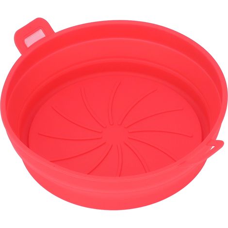 Faltbare Silikonfritteuse, lebensmittelecht, hitzebeständig, runde Silikon-Frittierpfanne, rot, Durchmesser 21 cm (1/5)