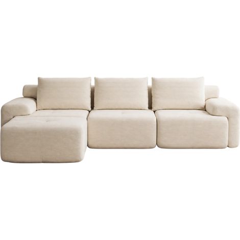 Divano angolare modulare L in tessuto bianco 305 cm con memory foam (1/5)