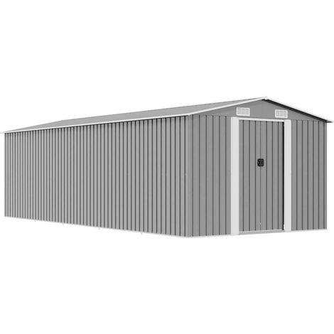 Gerätehaus 257x580x181 cm Metall Grau (1/5)