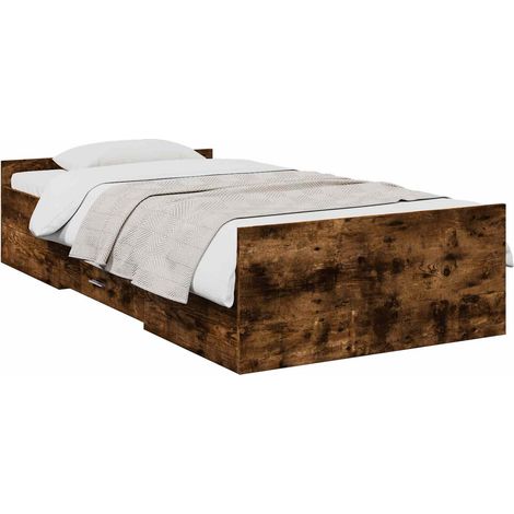 Cadre de lit avec rangement avec tiroir Chêne fumé 80 x 200 cm vidaXL
