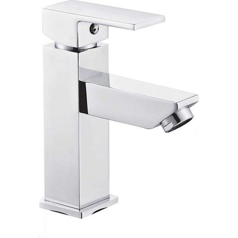 Rubinetto per lavandino miscelatore lavabo da bagno monoforo orientabile monocomando ottone cromato lucido (1/2)