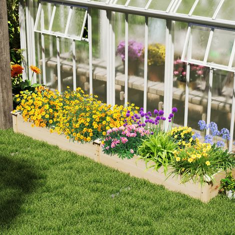 Wooden Raised Garden Bed with 2 Planter Boxes and Dividers-Natural (1/5)