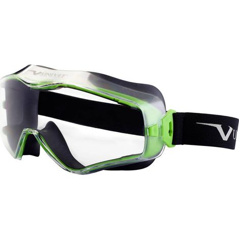 Occhiali di protezione 6x3 EN 166, EN 170, cornice color gunmetal/verde, lente trasparente in PC (1/5)