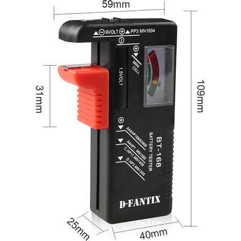 Testeur de Piles Universel, contrôleur de tension de batterie pour AA AAA C D 9V Batteries à clé à clé 1.5V (modèle: BT-168)