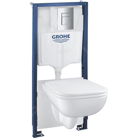 Grohe Solido - Set de bâti-support, cuvette Edge Ceramic et abattant softclose, plaque de déclenchement Even, chrome 39817000 (1/5)