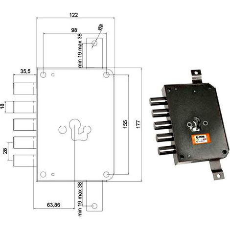 Serrure Sic.Triplice Cil. E63 Rce663/280 Moia