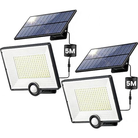 Solar Outdoor Motion Sensor Light 204 LED with 3 Modes Waterproof IP65 Outdoor Lighting Solar LED Spotlight with 16.4 ft Cable (1/5)
