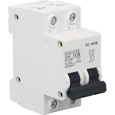 Magnetic Circuit Breaker 2P 1000V 20A Overload Protection DC Photovoltaic System (1/4)