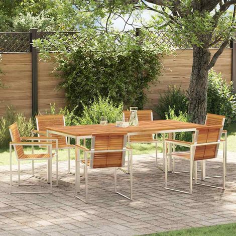 Garten Essgruppe 7 pcs Braun Massivholz Akazie