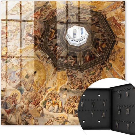 Armoire à clés - (30 cm x 30 cm) - Boîte à clés murale - Coffret de rangement pour clés - Couleur noire - Ouverture vers la droite - Pour maison et bureau - fresques religieuses (1/5)