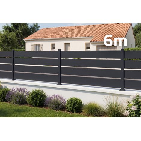 Clôture acier noir semi-ajourée VELINO 6m x H.80cm