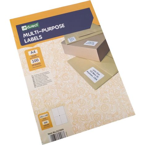 Etichette autoadesive rettangolari formato A4, 4 pezzi, 105x148 mm, 100 fogli (1/2)