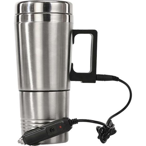 Tasse chauffante pour voiture, grande capacité, étanche, sûre, en acier inoxydable, tasse isolée 12V pour véhicules électriques. (1/4)