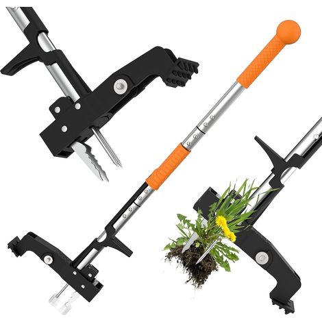 Desherbeur Manuel, Désherbeurs Manuels Debout avec 4 Griffes  Arrache Pissenlit avec Poignée Ergonomique de 99cm de Long, Outil Desherbage Mauvaise Herbe pour Le Jardin (1/5)