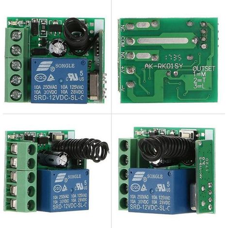 Commutateur à distance sans fil relais émetteur récepteur 433mhz Dc 12v 1ch Module de commutateur de télécommande universel et (1/4)