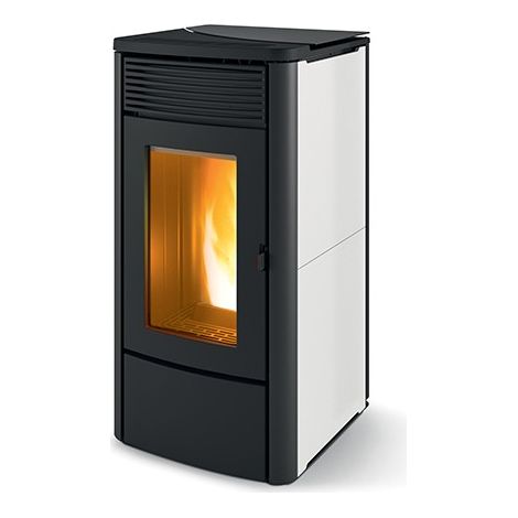 Pelletofen MCZ ALYSSA 6,3 kW Gusseisen Keramik Pelletsofen Pelletkaminofen Holz Weiß