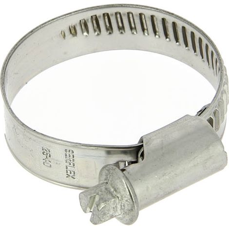 Collier inox crémaillère emboutie bande pleine 12mm Ø25 à 40