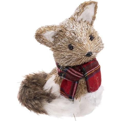 Paris Prix - Renard Avec écharpe marron Glacé 20cm Naturel