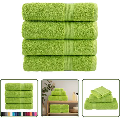 The Living Store Serviettes de bain de qualité supérieure SOLUND 4 pcs 600g/m² - Serviettes De Bain - Serviettes Éponge - Serviettes Vertes - Serviettes Douces - Serviettes Durables (1/5)