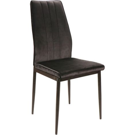 Chaise design velours et métal noir Bator (1/4)